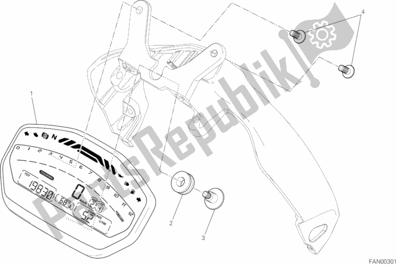 Tutte le parti per il Pannello Degli Strumenti del Ducati Monster 821 Stripes USA 2017